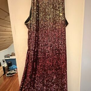 B. Darlin Red and Black Sequin Evening Dress